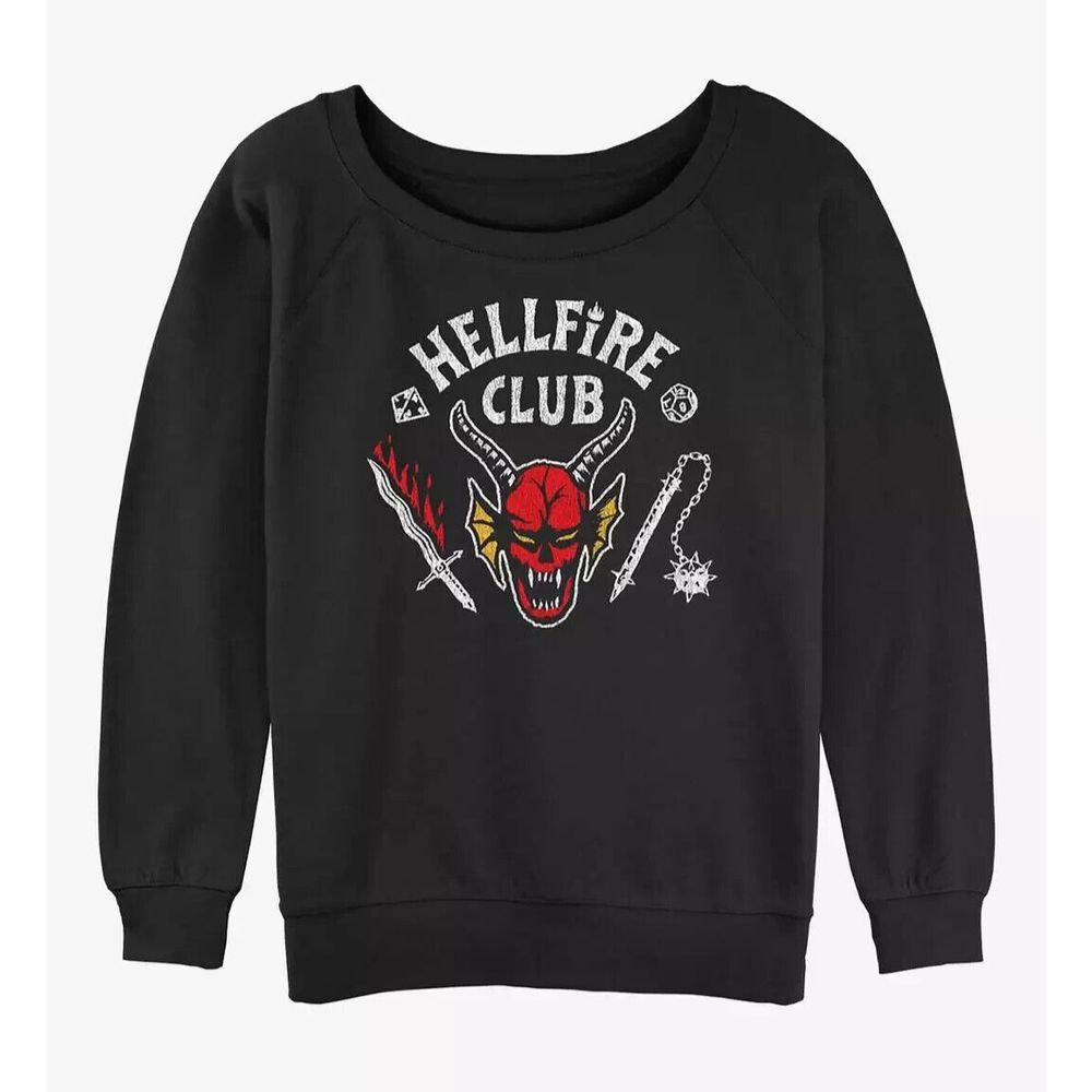 Stranger Things Hellfire Club‎ Crew Neck Sweater Pullover Black Size Medium